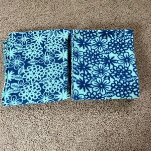 Micro fleece fabric for a blanket blue flower pattern